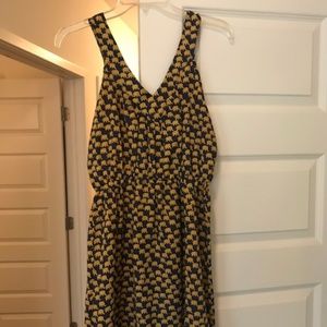 Navy and gold elephant print dress